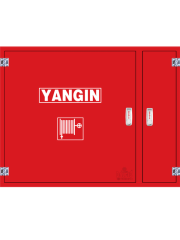 Yangın Dolabı 70x90x23 Ölçülerinde 1”30 Mt Kauçuk Hortumlu 1''Vanalı Sac Kapaklı Tüp Bölmeli EN671-1