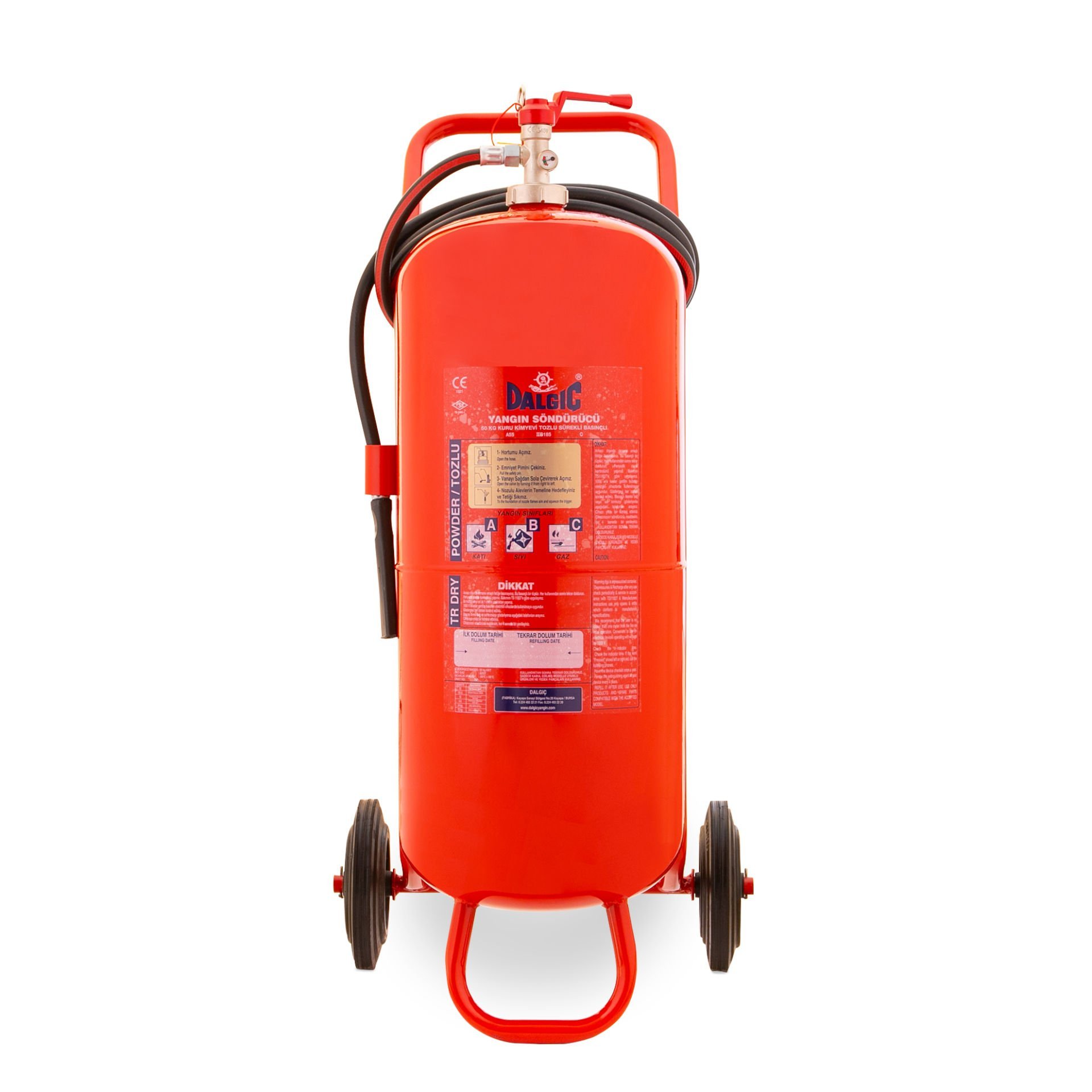 DALGIÇ MARKA 50 Kg ABC Kuru Kimyevi Tozlu Yangın Söndürme Cihazı EN3,CE