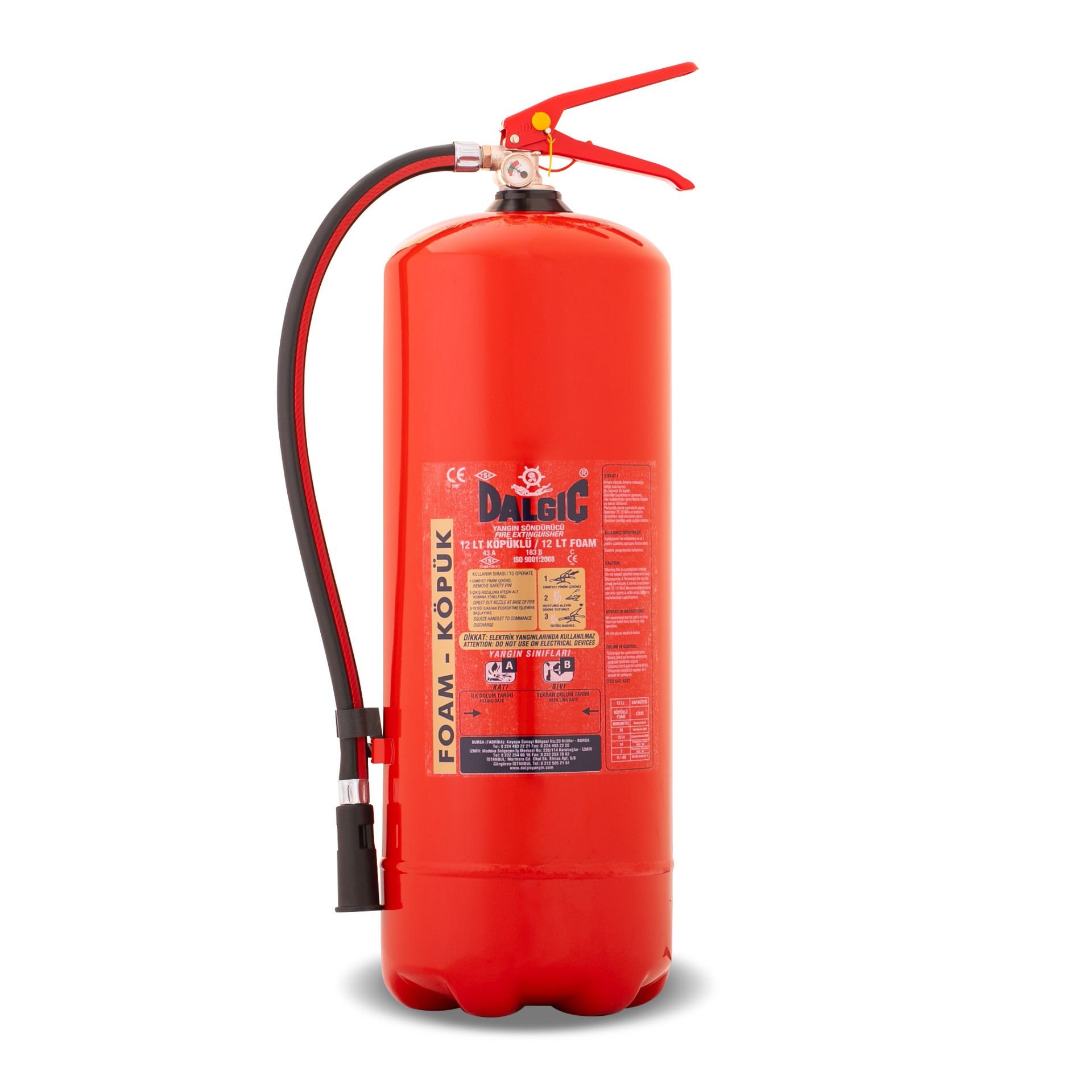 DALGIÇ MARKA 12 Kg Köpüklü Yangın Söndürme Cihazı EN,CE