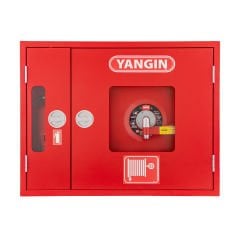 Yangın Dolabı 70x90x23 1”20Mt Kauçuk Hortumlu 1'' Vanalı Cam Kapak Tüp Bölmeli Yangın Dolabı EN671-1