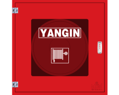 Yangın Dolabı Dalgıç marka 70x70x23 1'' 30 Mt Kauçuk Hortumlu 1” Vanalı Cam Kapaklı Tüp Bölmesiz EN671-1