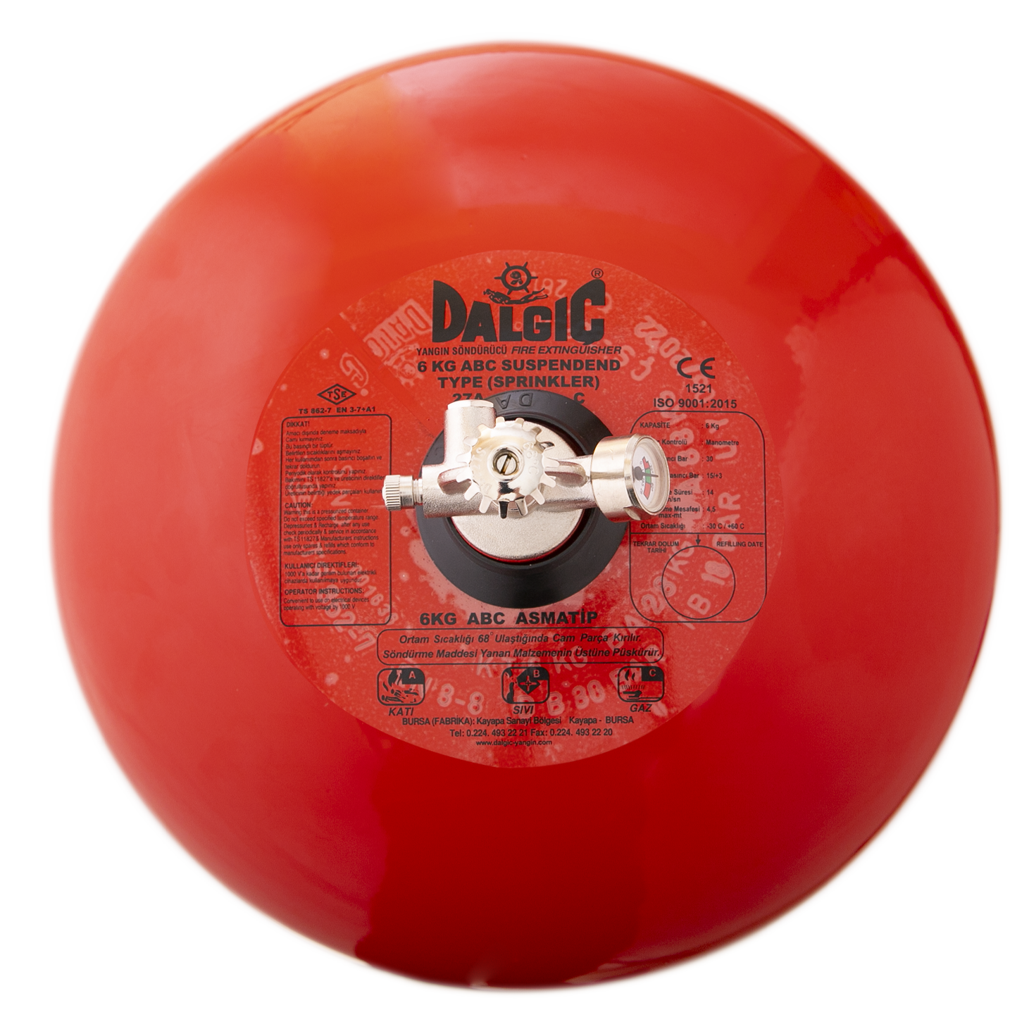Dalgıç Marka 6 kg Köpüklü Otomatik Yangın Söndürücü 4 Yıl Garantili